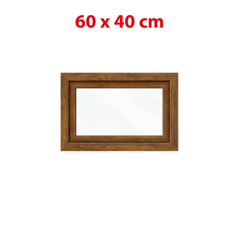 Golden oak/white tilt PVC window 600 × 400 mm (60 × 40 cm) for utility rooms Aplast 60