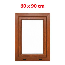 Golden oak/white tilt PVC window 600 × 900 mm (60 × 90 cm) for utility rooms Aplast 60