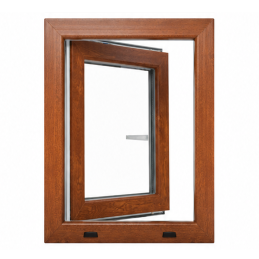 Golden oak/white tilt PVC window 600 × 900 mm (60 × 90 cm) for utility rooms Aplast 60