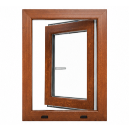 Golden oak/white tilt PVC window 600 × 900 mm (60 × 90 cm) for utility rooms Aplast 60
