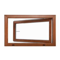 Golden oak/white tilt PVC window 900 × 600 mm (90 × 60 cm) for utility rooms Aplast 60