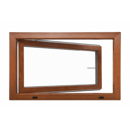 Golden oak/white tilt PVC window 900 × 600 mm (90 × 60 cm) for utility rooms Aplast 60